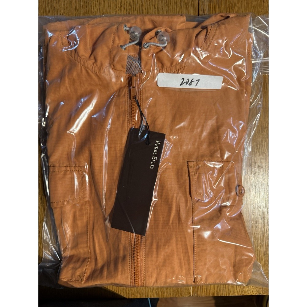 Perry Ellis Ripstop Jacket NWT Sunset Rendezvous Apricot Buff Metallic Blend XL - Picture 10 of 10